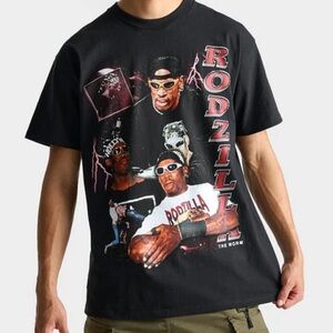 Dennis Rodman Rodzilla Black Graphic T-Shirt Size Medium